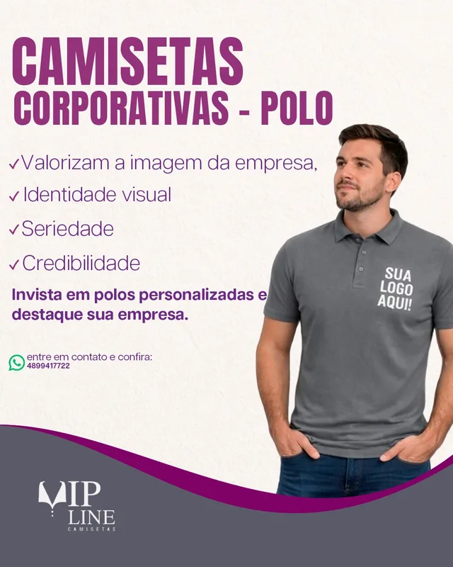 Camiseta polo corporativa bordada Criciúma